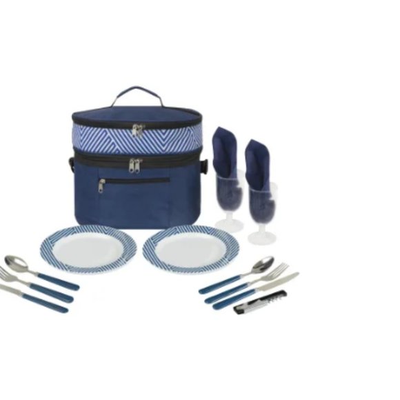 GNBI Picnic Set For Two, Navy/White/Black - Picture 4 of 4